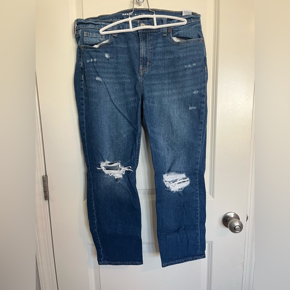 Old Navy Women's Distressed Boyfriend Jeans - Dark Blue